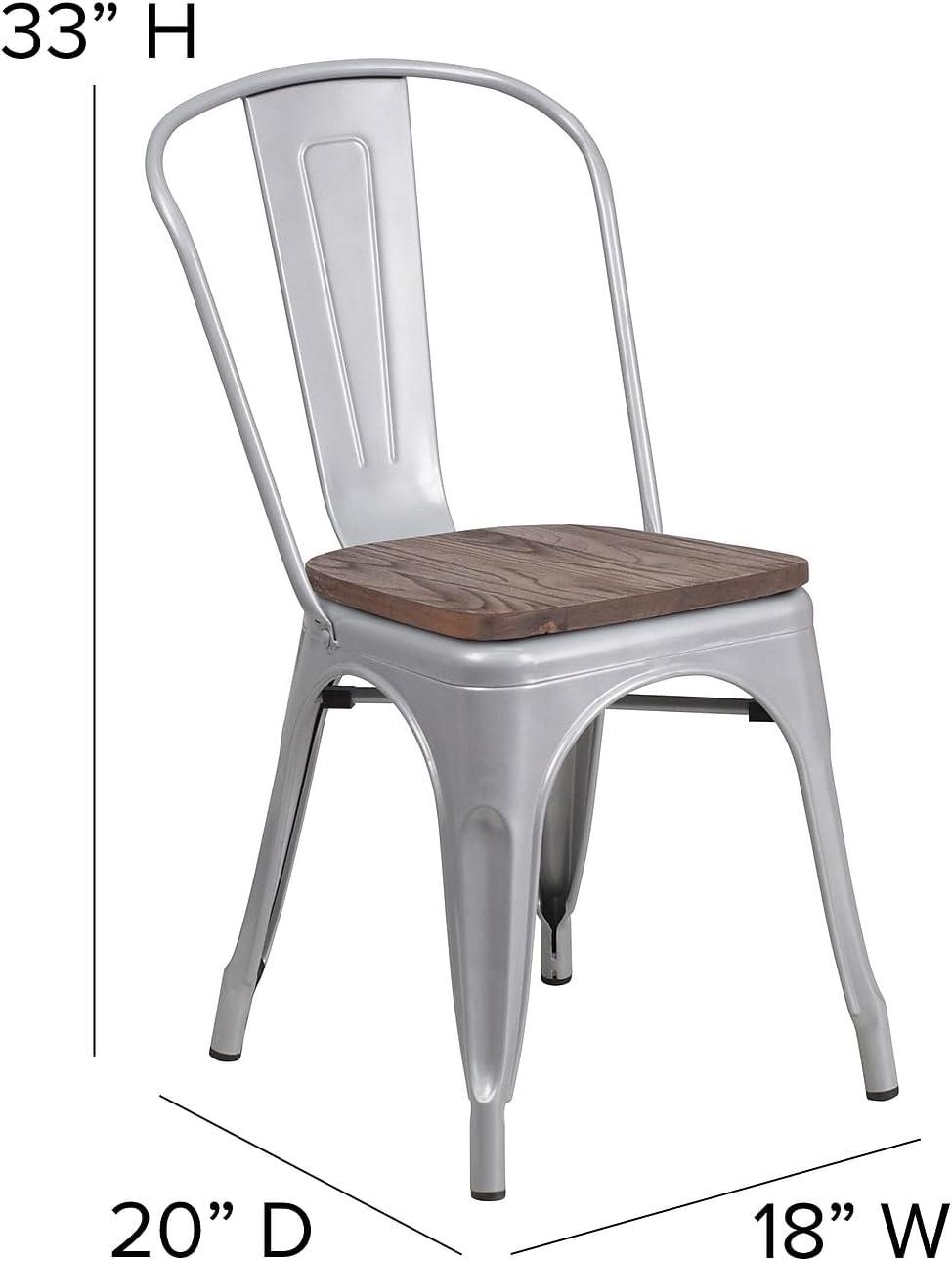 image:imageFlash Furniture Perry Metal Stackable Chair with Wood Seat 1 Pack BlueSilver