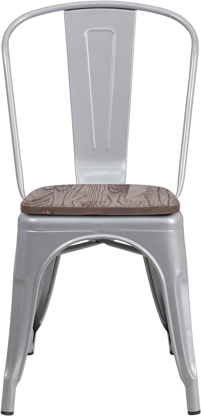 image:imageFlash Furniture Perry Metal Stackable Chair with Wood Seat 1 Pack BlueSilver