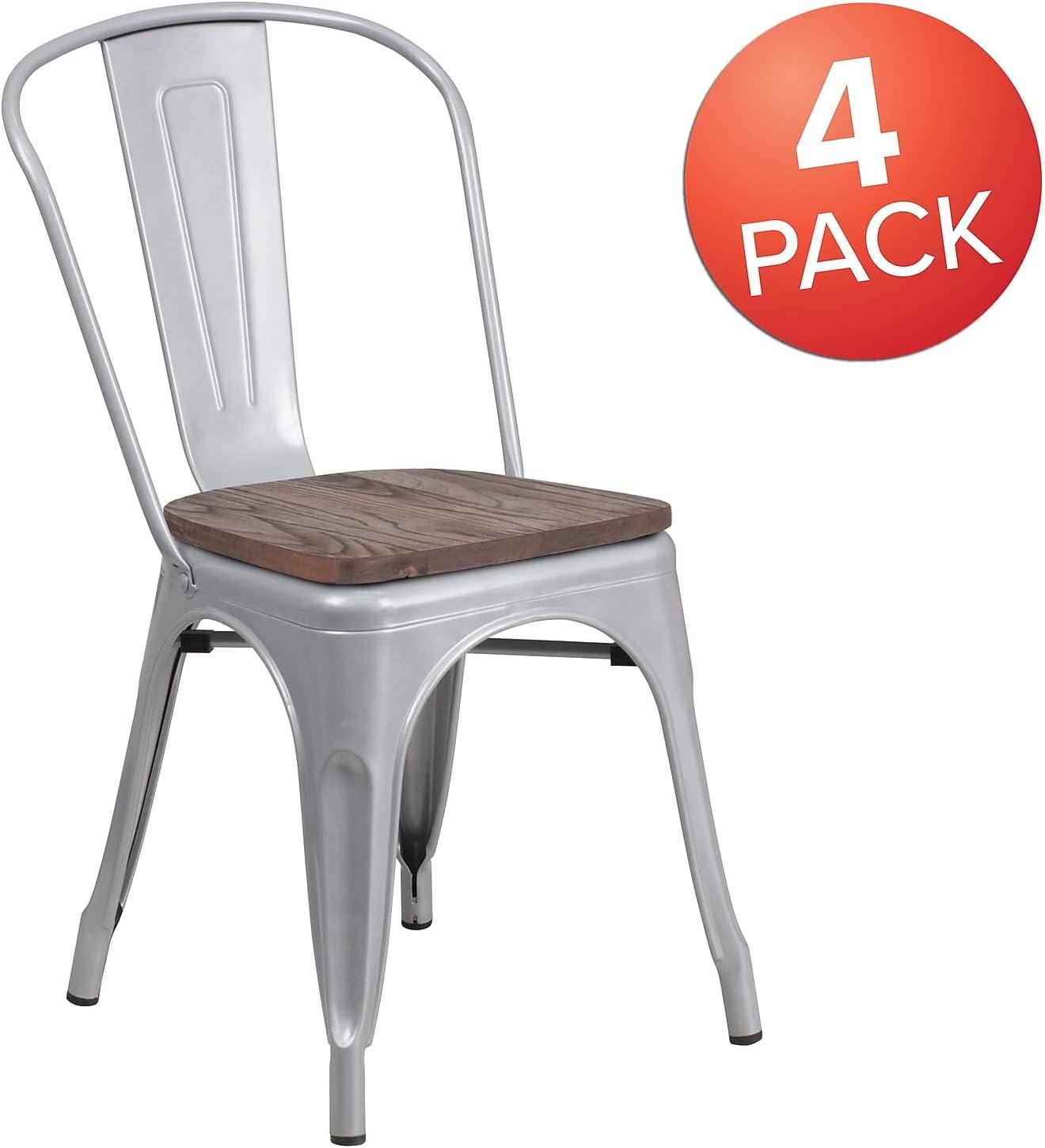 image:imageFlash Furniture Perry Metal Stackable Chair with Wood Seat 1 Pack BlueSilver