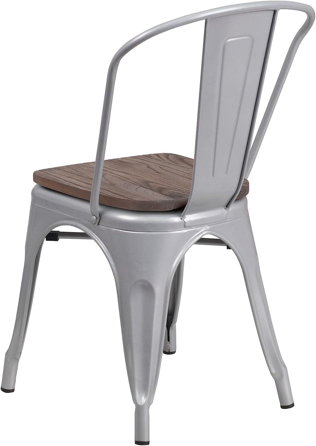 image:imageFlash Furniture Perry Metal Stackable Chair with Wood Seat 1 Pack BlueSilver