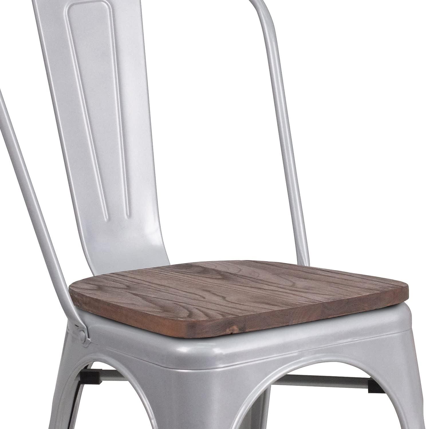 image:imageFlash Furniture Perry Metal Stackable Chair with Wood Seat 1 Pack BlueSilver