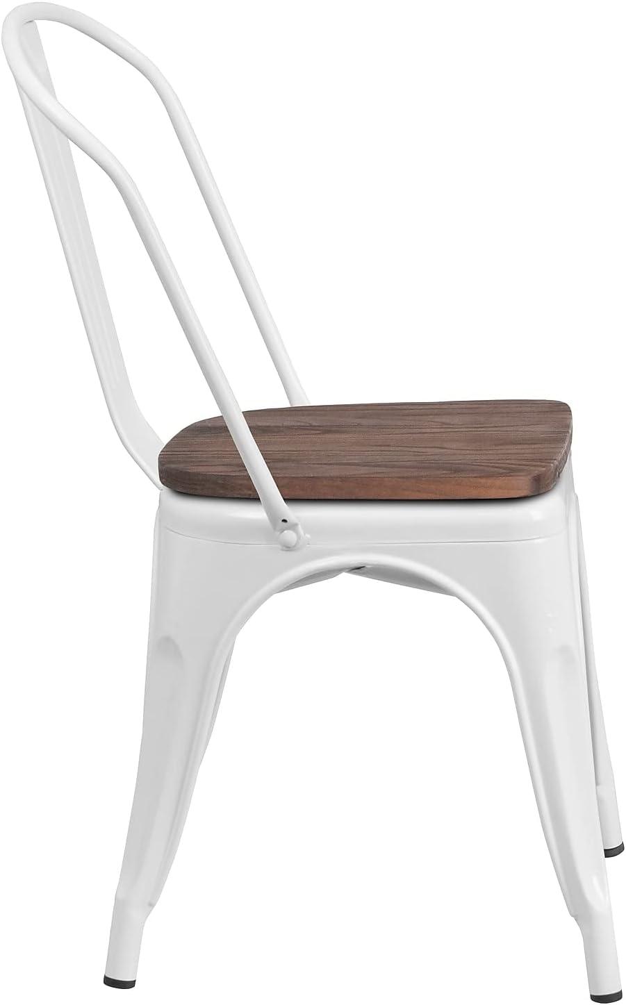 image:imageFlash Furniture Perry Metal Stackable Chair with Wood Seat 1 Pack BlueWhite