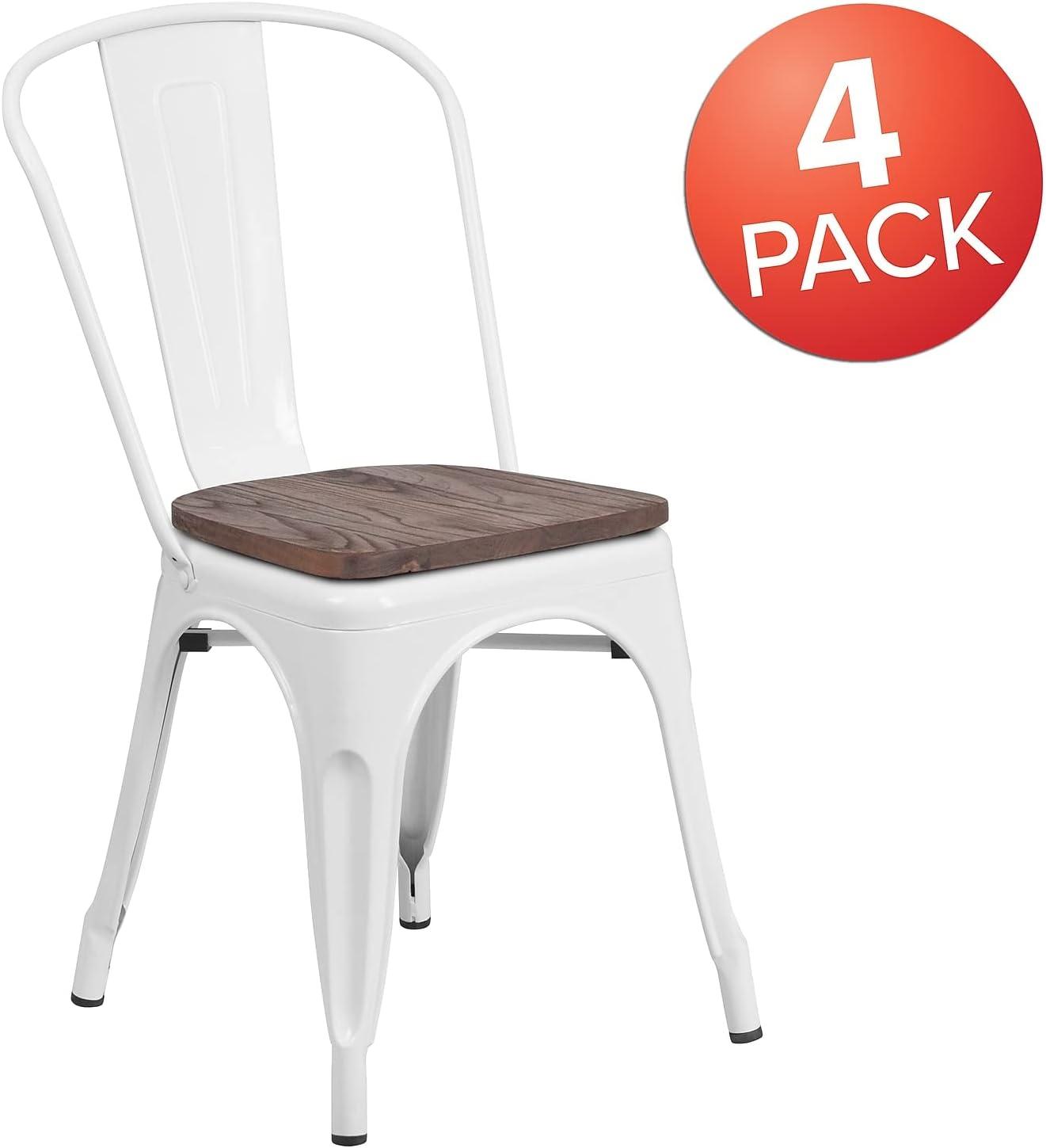 image:imageFlash Furniture Perry Metal Stackable Chair with Wood Seat 1 Pack BlueWhite