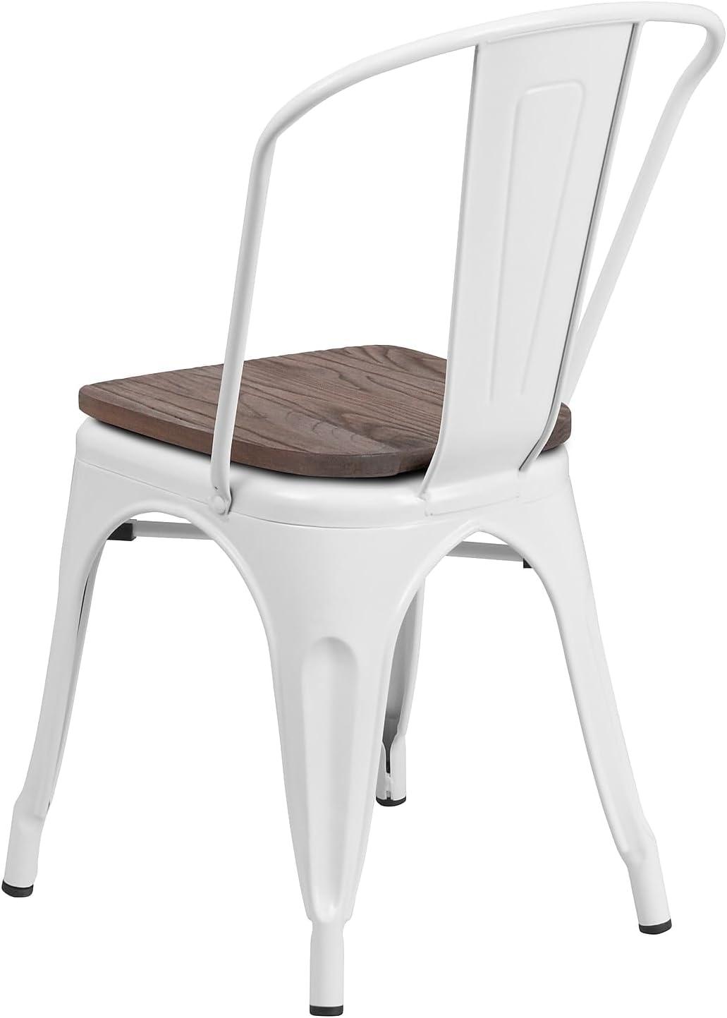 image:imageFlash Furniture Perry Metal Stackable Chair with Wood Seat 1 Pack BlueWhite