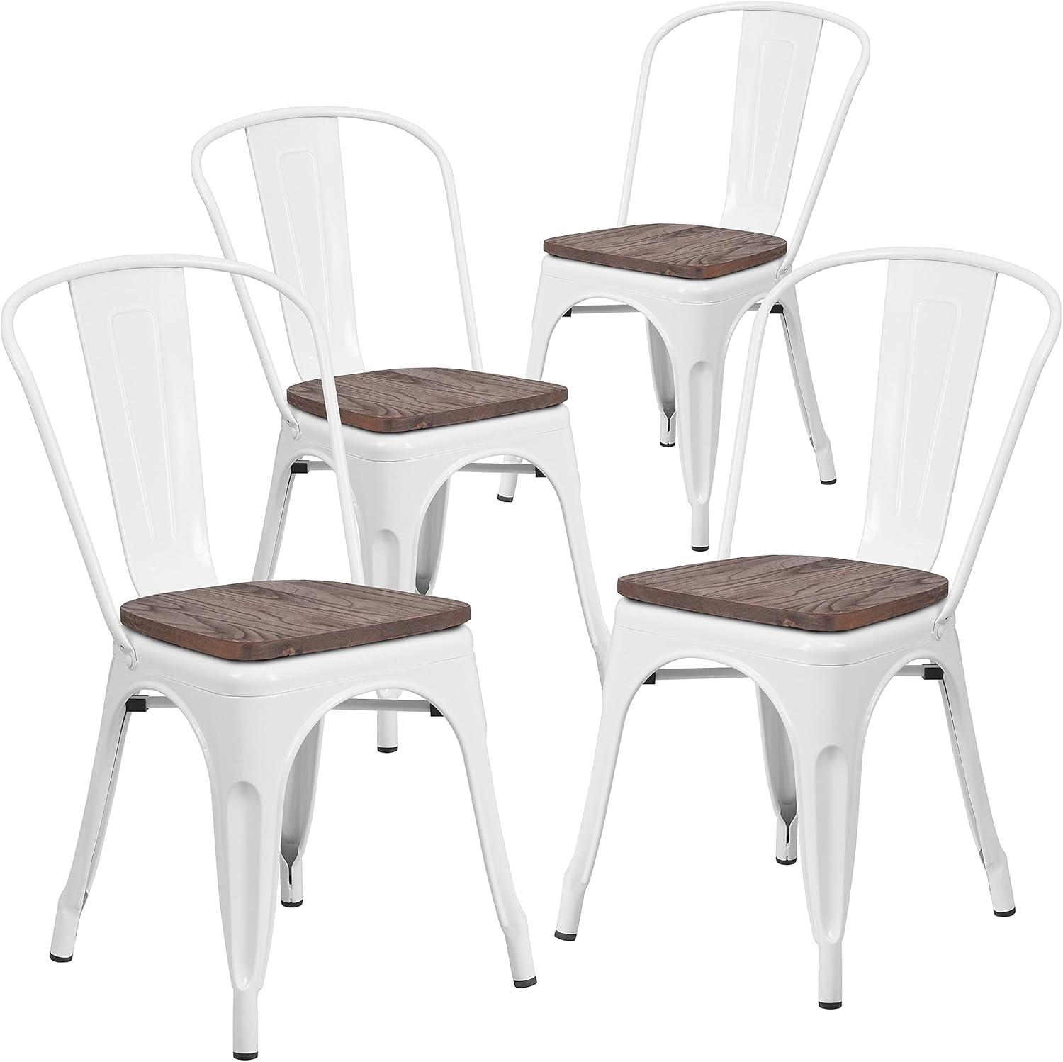 image:imageFlash Furniture Perry Metal Stackable Chair with Wood Seat 1 Pack BlueWhite