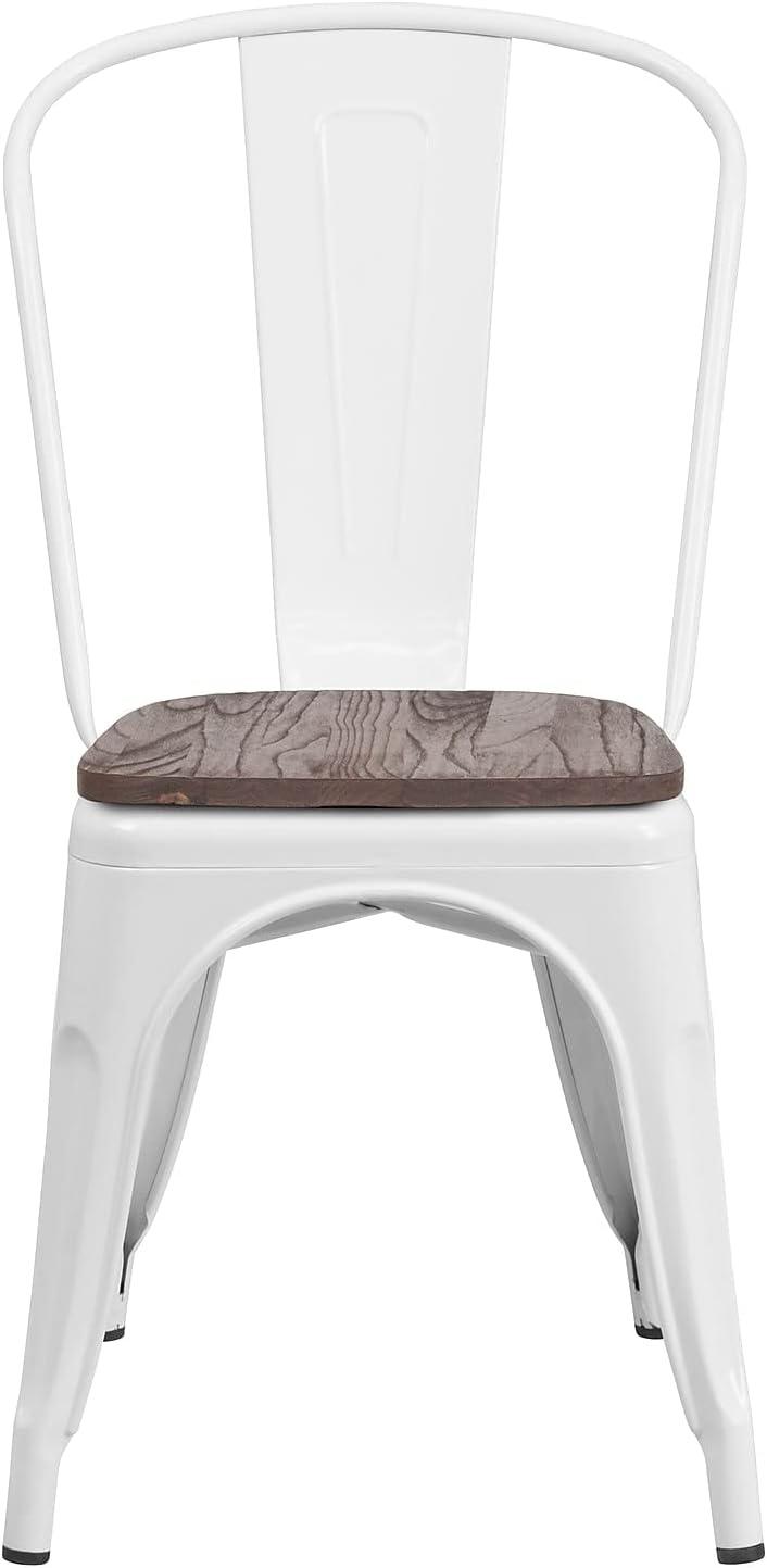 image:imageFlash Furniture Perry Metal Stackable Chair with Wood Seat 1 Pack BlueWhite