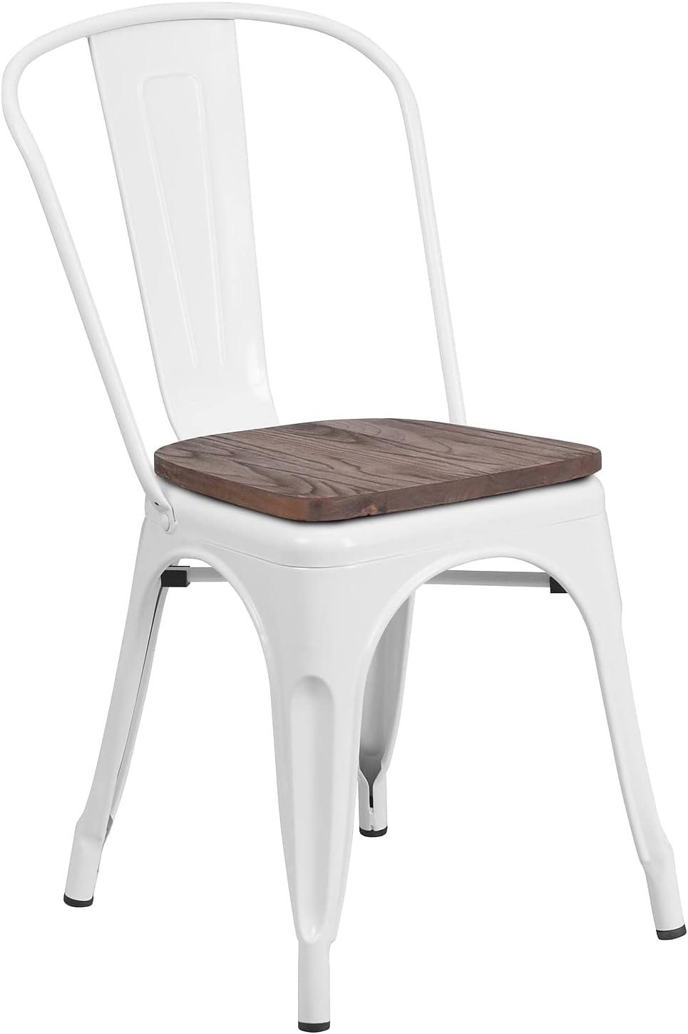 image:imageFlash Furniture Perry Metal Stackable Chair with Wood Seat 1 Pack BlueWhite