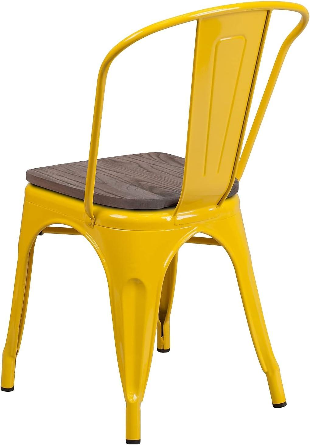 image:imageFlash Furniture Perry Metal Stackable Chair with Wood Seat 1 Pack BlueYellow