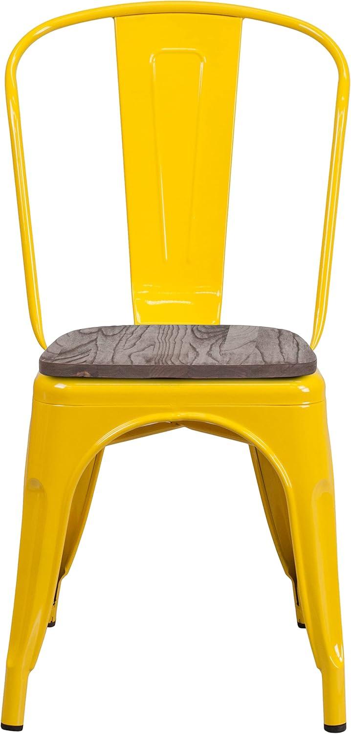 image:imageFlash Furniture Perry Metal Stackable Chair with Wood Seat 1 Pack BlueYellow