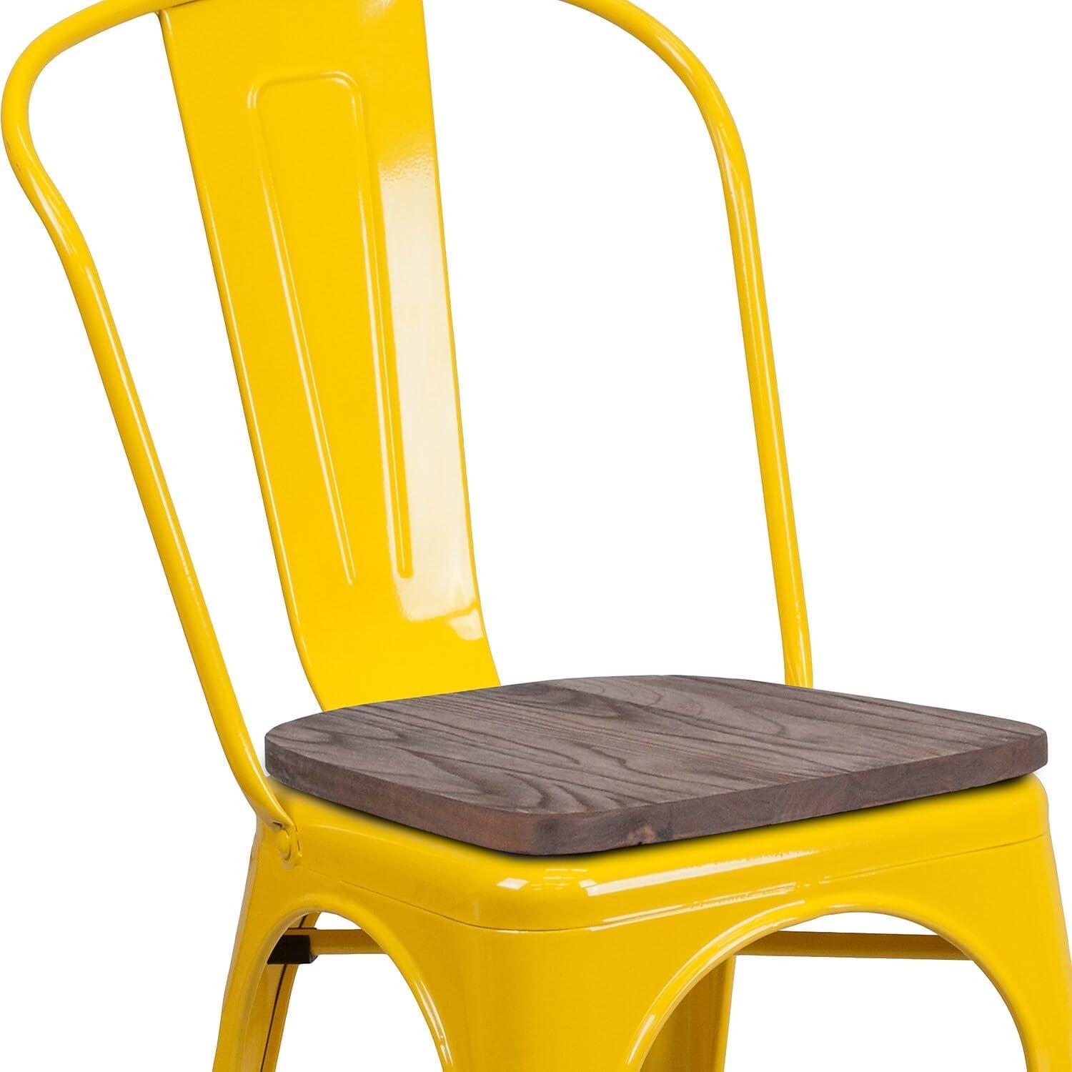 image:imageFlash Furniture Perry Metal Stackable Chair with Wood Seat 1 Pack BlueYellow