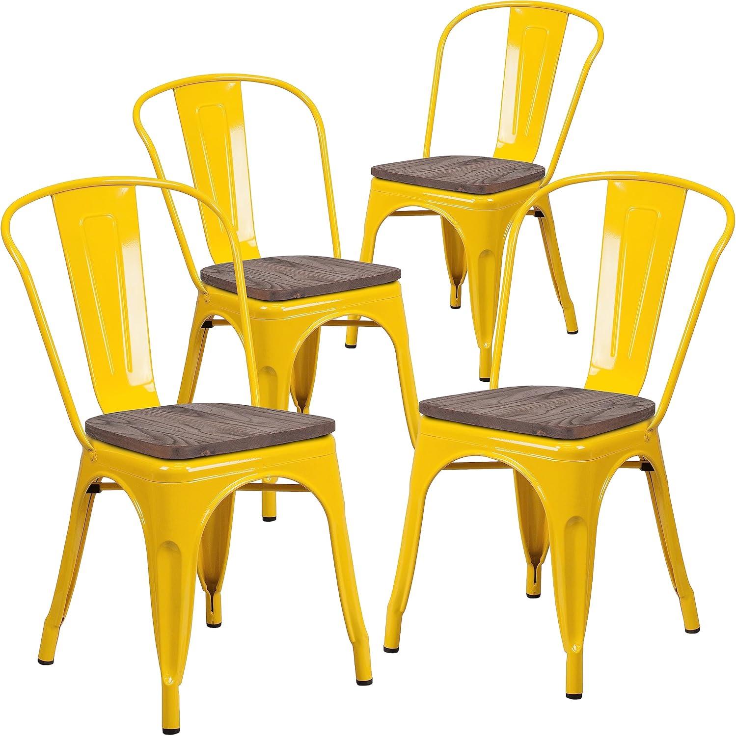 image:imageFlash Furniture Perry Metal Stackable Chair with Wood Seat 1 Pack BlueYellow