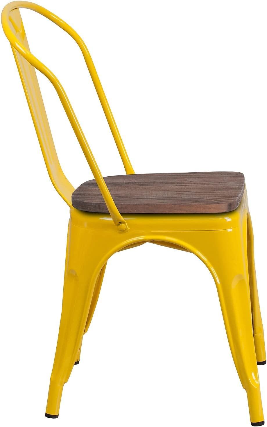 image:imageFlash Furniture Perry Metal Stackable Chair with Wood Seat 1 Pack BlueYellow