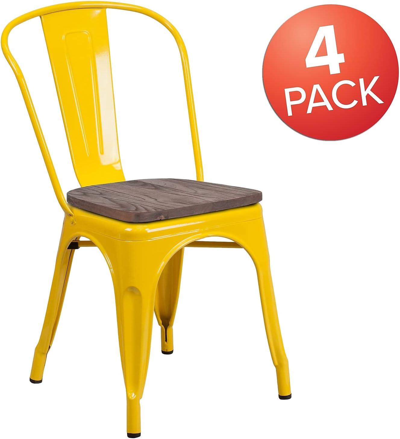 image:imageFlash Furniture Perry Metal Stackable Chair with Wood Seat 1 Pack BlueYellow