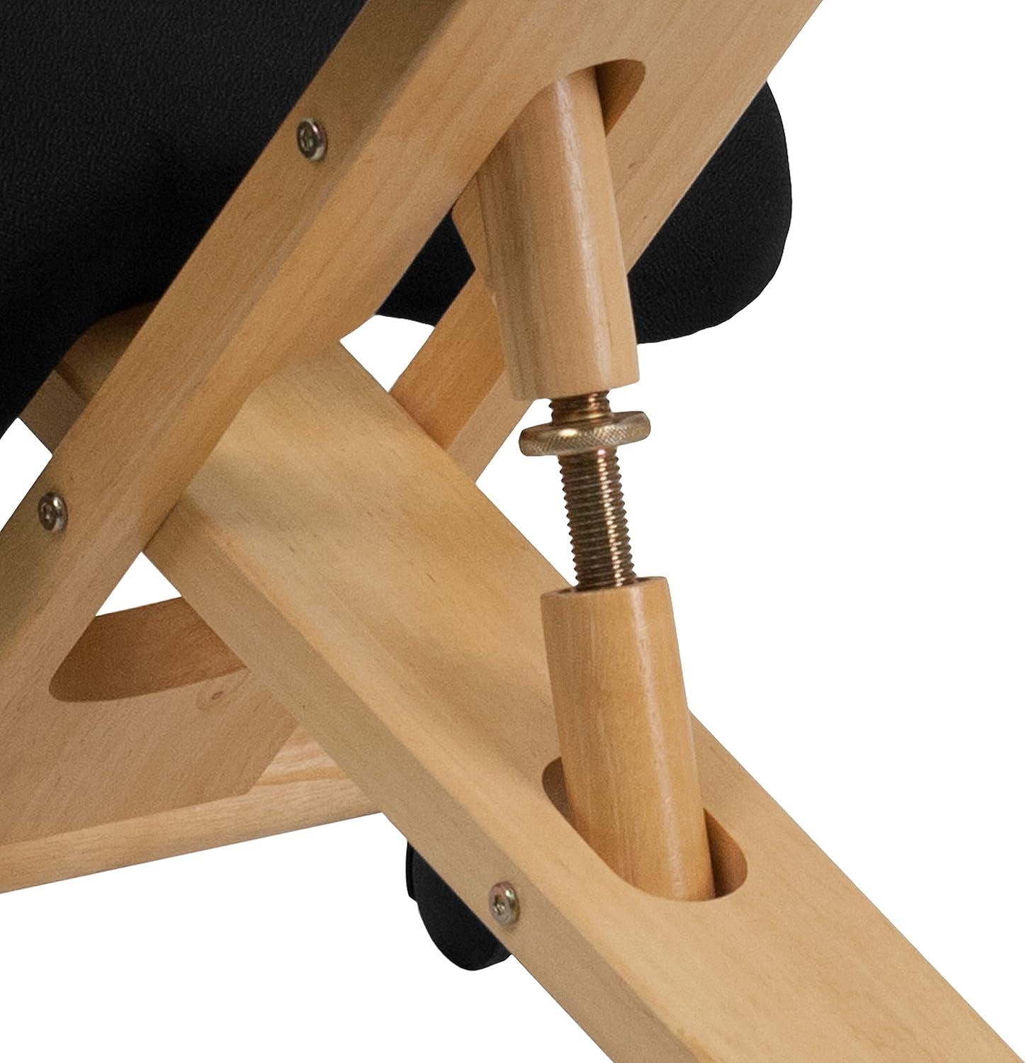 image:imageFlash Furniture Posey Mobile Wooden Kneeling Office Chair for Improved Posture HeightAdjustable Ergonomic Office Kneeling Chair NaturalBlackBlack