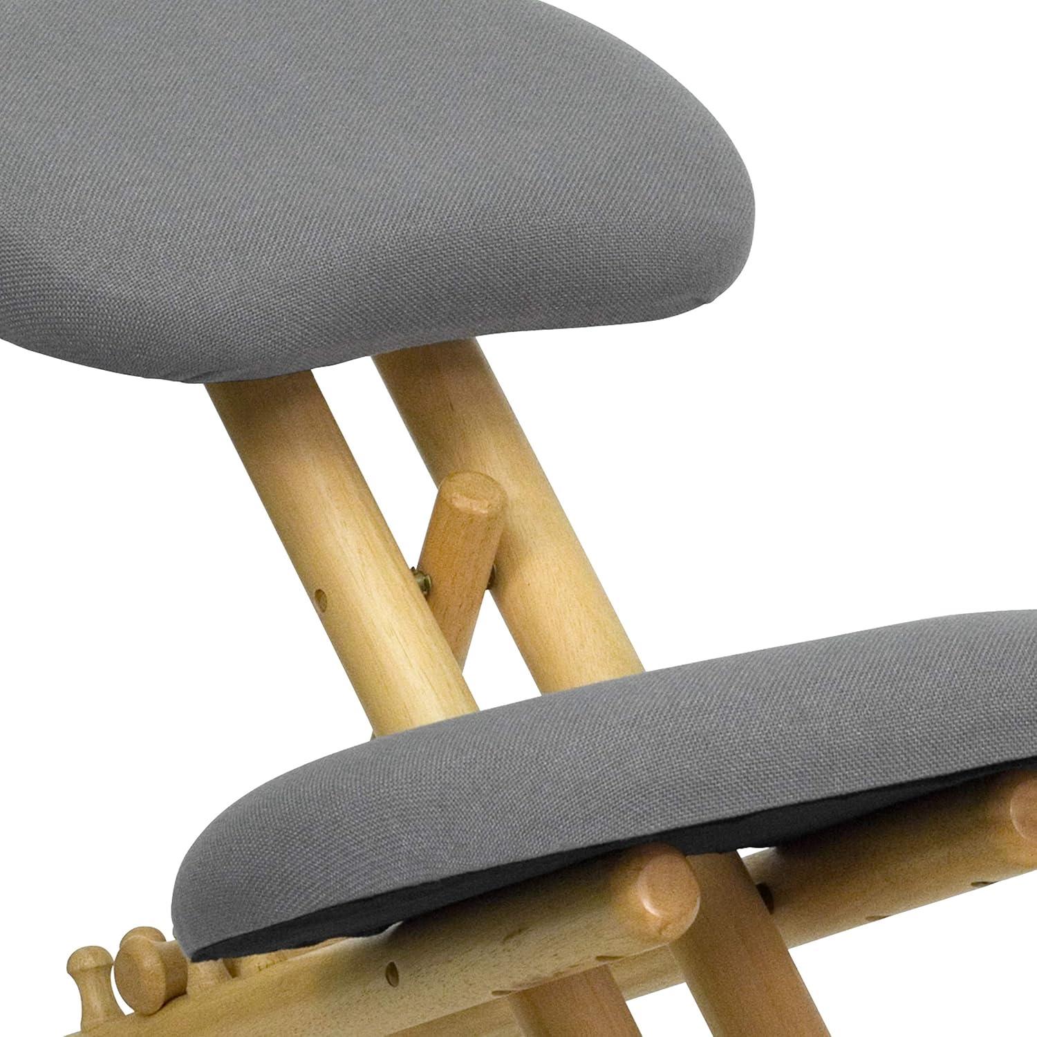 image:imageFlash Furniture Posey Mobile Wooden Kneeling Office Chair for Improved Posture HeightAdjustable Ergonomic Office Kneeling Chair NaturalBlackGrey