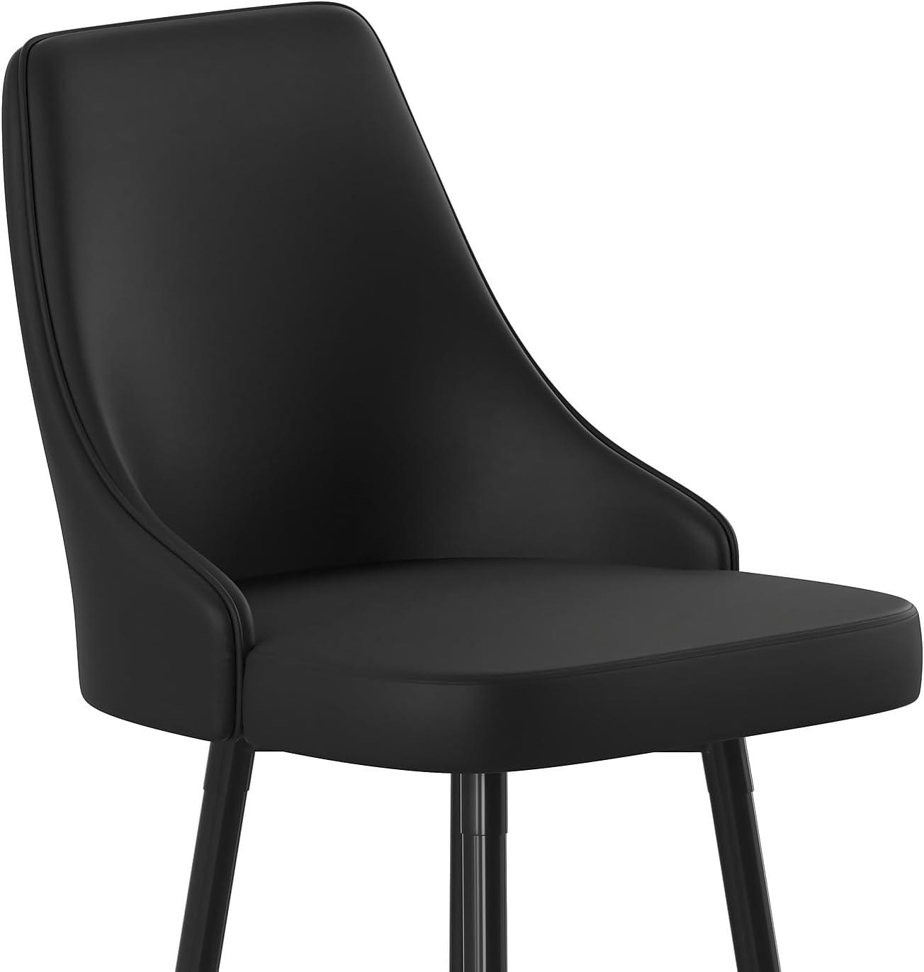 image:imageFlash Furniture Shelly Set of 2 Commercial Bar Height Bar Stools Black LeatherSoft Upholstery Black Metal Frames 30 High Chrome Feet and FootrestsBlack