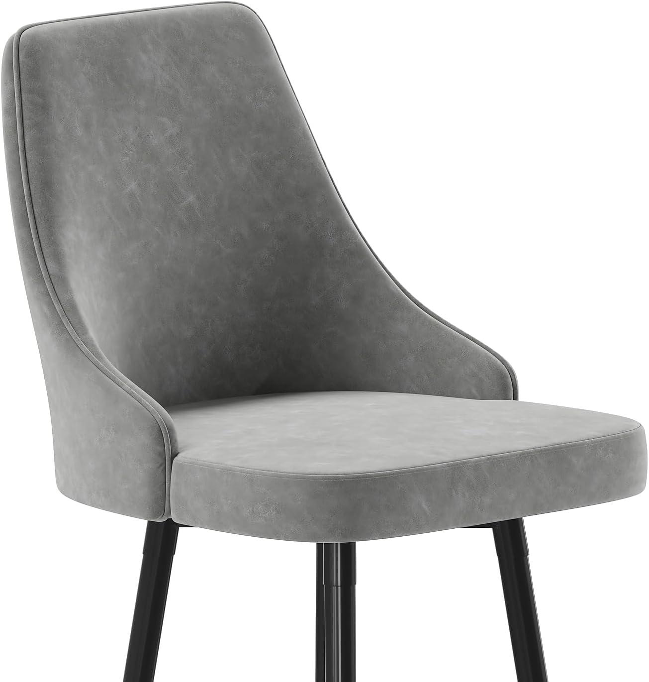image:imageFlash Furniture Shelly Set of 2 Commercial Bar Height Bar Stools Black LeatherSoft Upholstery Black Metal Frames 30 High Chrome Feet and FootrestsGrey