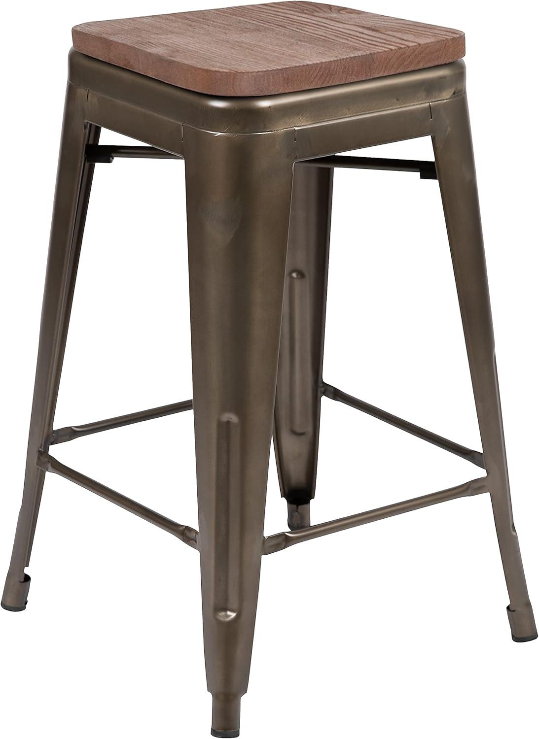 image:imageFlash Furniture Sinclair 24 High Backless Mint Green Counter Height Stool with Square Wood SeatGun Metal