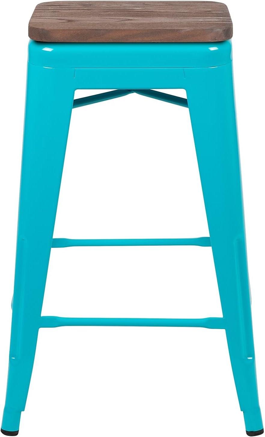 image:imageFlash Furniture Sinclair 24 High Backless Mint Green Counter Height Stool with Square Wood SeatTeal