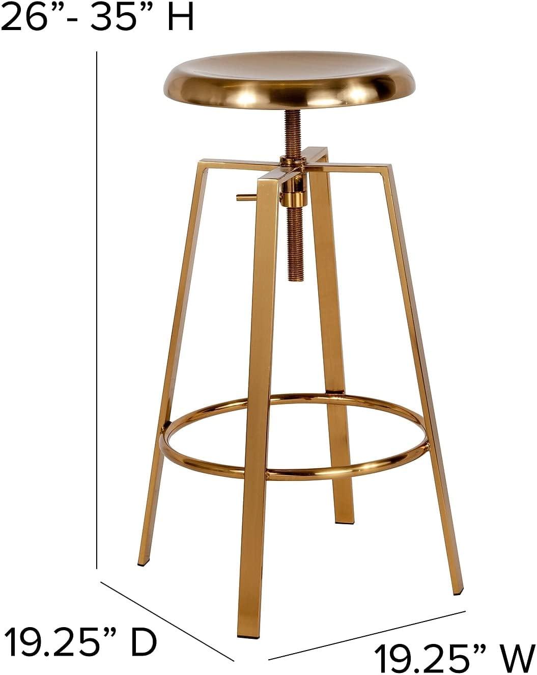 image:imageFlash Furniture Toledo Industrial Style Barstool with Swivel Lift Adjustable Height Seat in Gold FinishGold