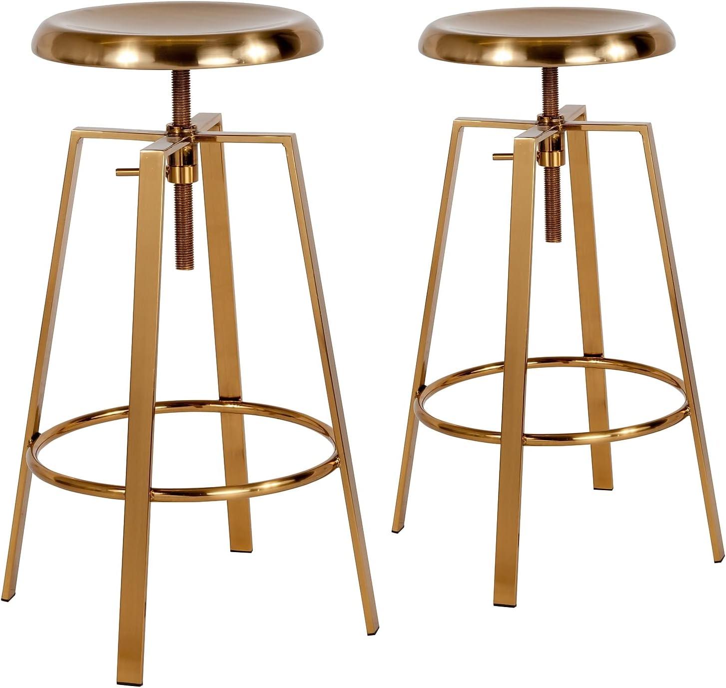 image:imageFlash Furniture Toledo Industrial Style Barstool with Swivel Lift Adjustable Height Seat in Gold FinishGold