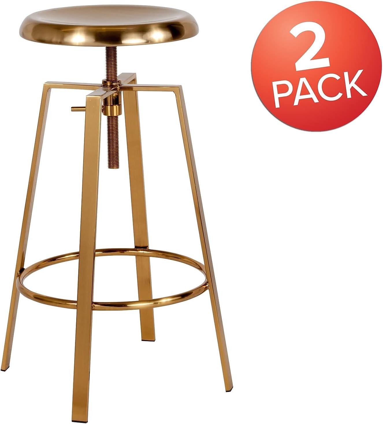 image:imageFlash Furniture Toledo Industrial Style Barstool with Swivel Lift Adjustable Height Seat in Gold FinishGold