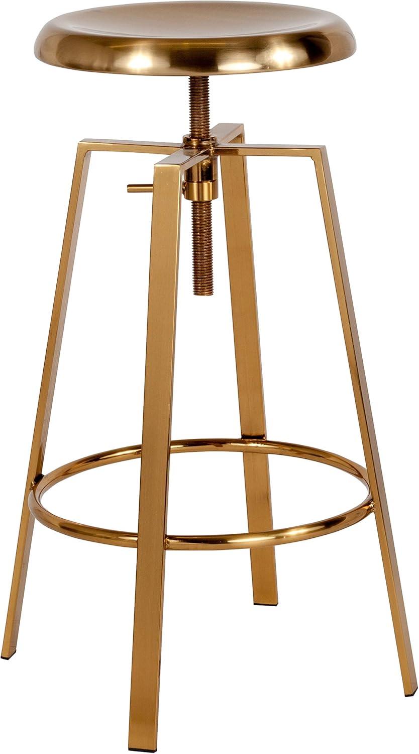 image:imageFlash Furniture Toledo Industrial Style Barstool with Swivel Lift Adjustable Height Seat in Gold FinishGold
