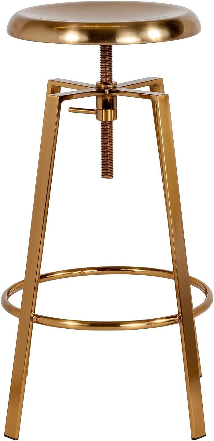 image:imageFlash Furniture Toledo Industrial Style Barstool with Swivel Lift Adjustable Height Seat in Gold FinishGold