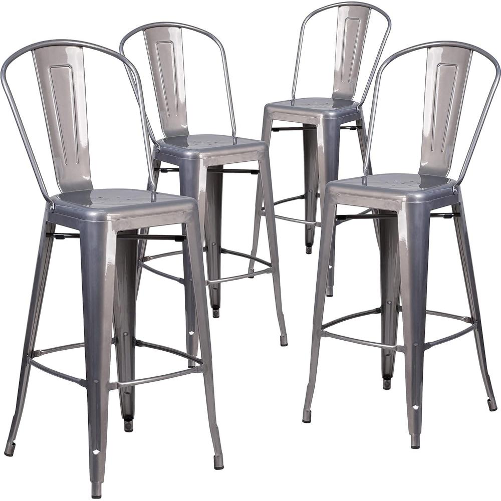 image:imageFlash Furniture 30 High Clear Coated Indoor Barstool with BackSet of 4
