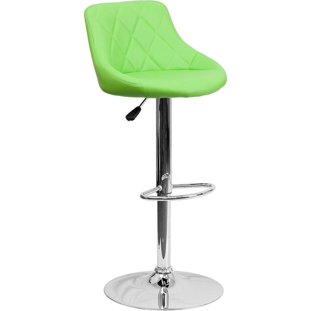 image:imageFlash Furniture Contemporary Brown Vinyl Bucket Seat Adjustable Height Barstool with Diamond Pattern Back and Chrome BaseGreen
