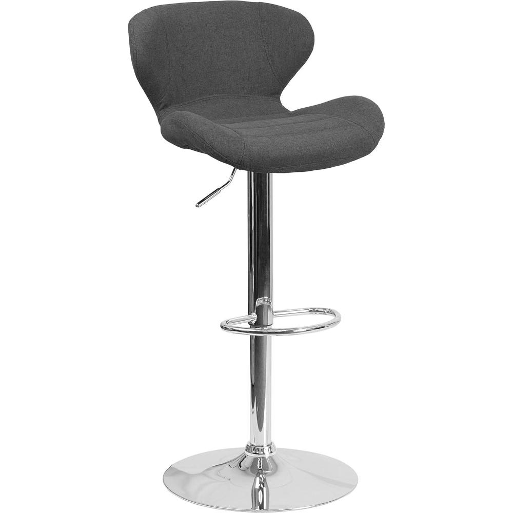 image:imageFlash Furniture Contemporary Charcoal Fabric Adjustable Height Barstool with Curved Back and Chrome BaseCharcoal Fabric