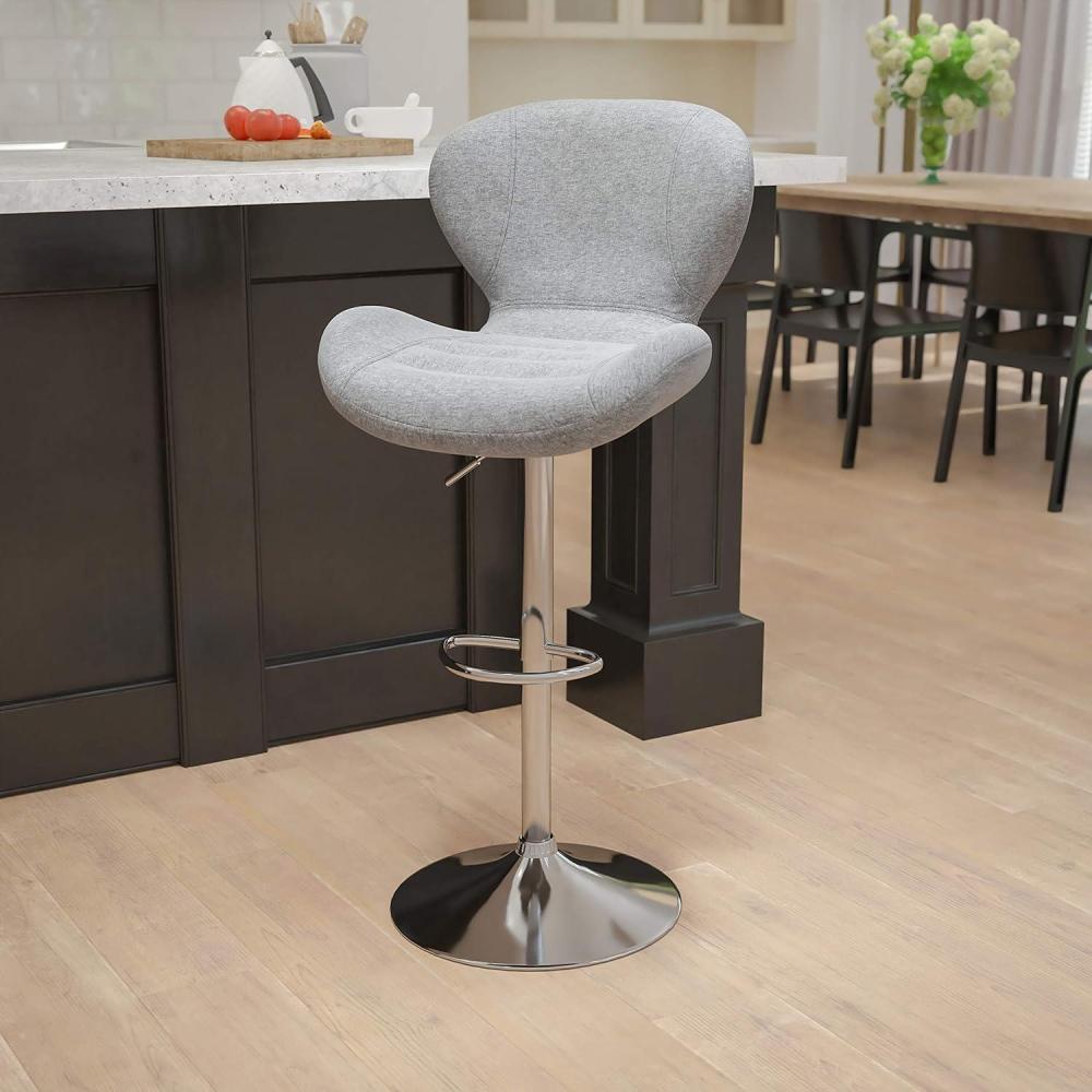 image:imageFlash Furniture Contemporary Charcoal Fabric Adjustable Height Barstool with Curved Back and Chrome BaseGray Fabric