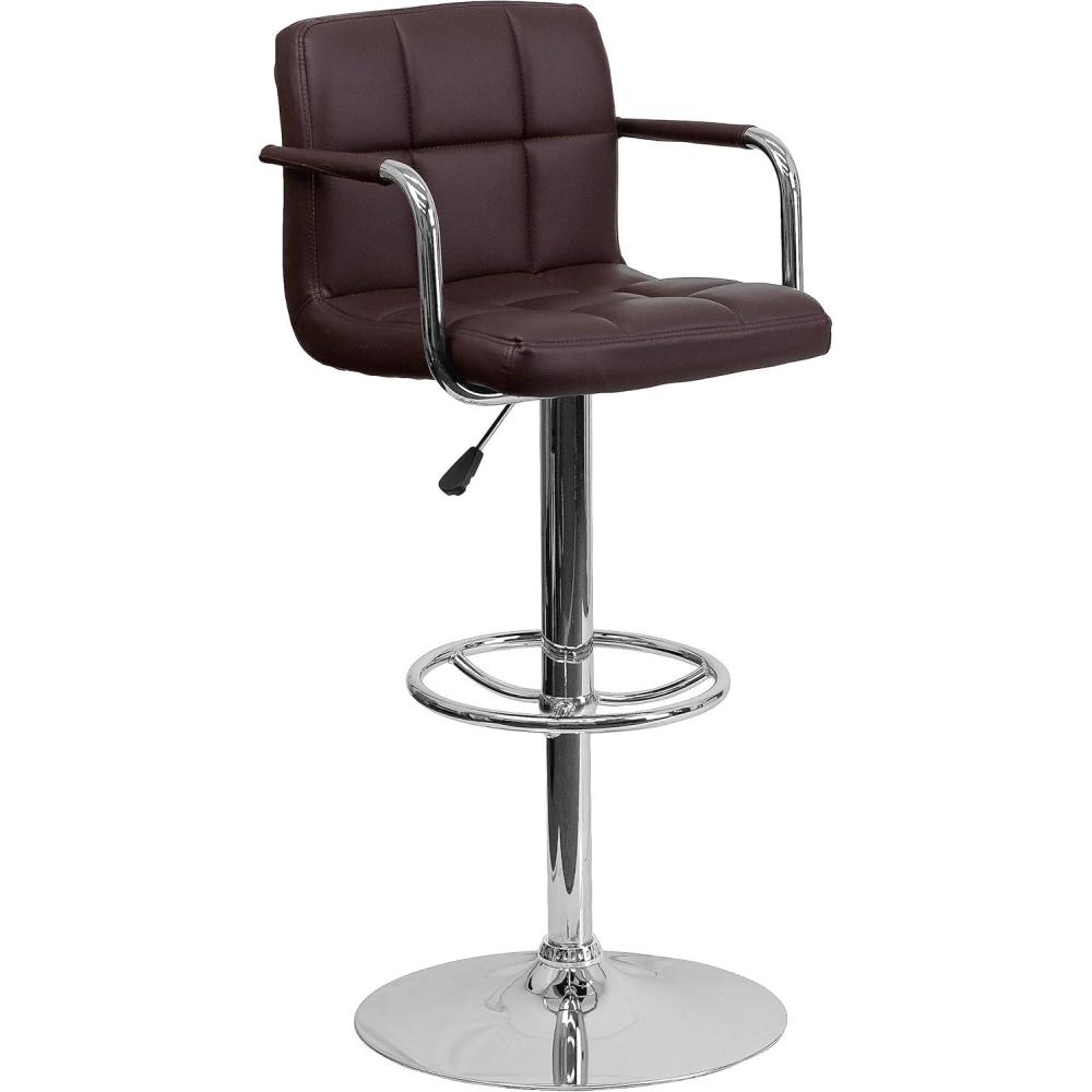 image:imageFlash Furniture Genna Adjustable Bar Stools Set of 2 Brown Counter Height Barstools with Back and ArmrestBrown