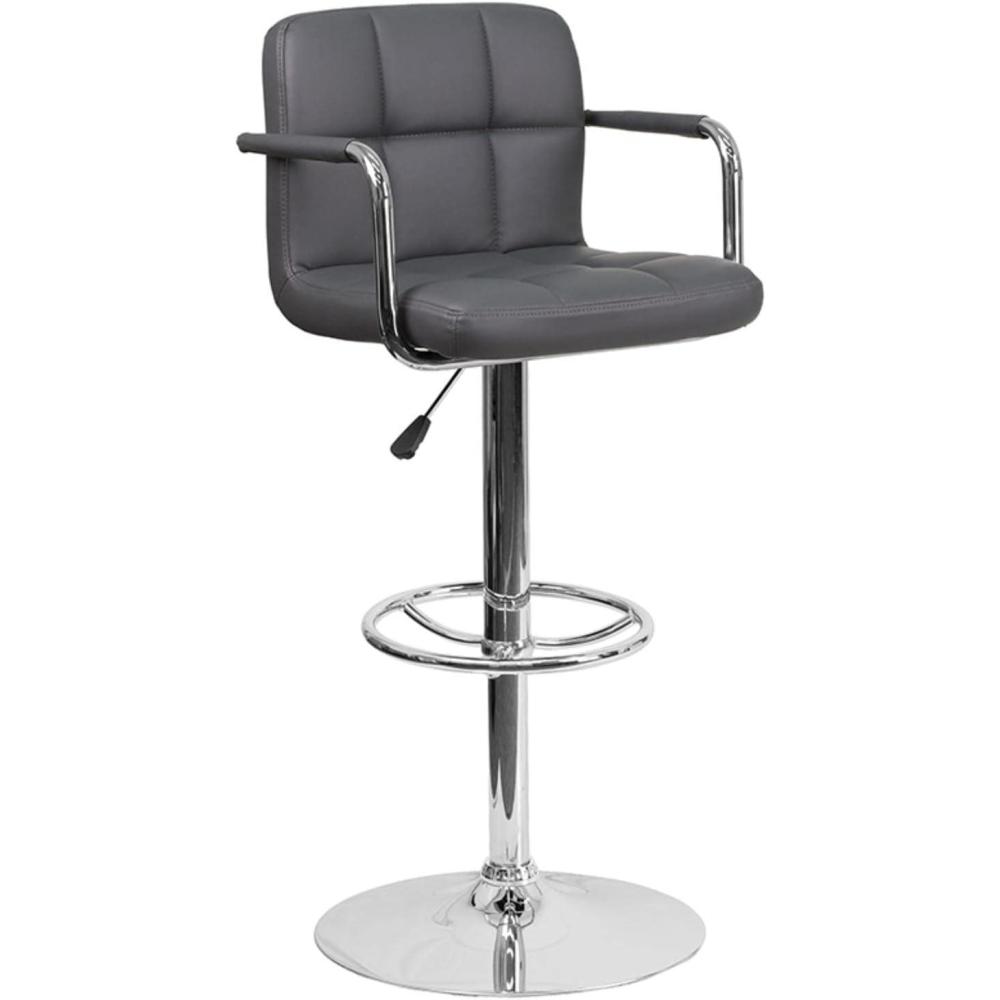 image:imageFlash Furniture Genna Adjustable Bar Stools  Set of 2 Brown Counter Height Barstools with Back and ArmrestGrey