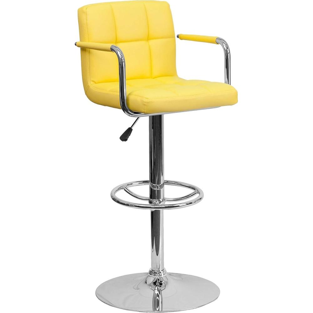 image:imageFlash Furniture Genna Adjustable Bar Stools Set of 2 Brown Counter Height Barstools with Back and ArmrestYellow