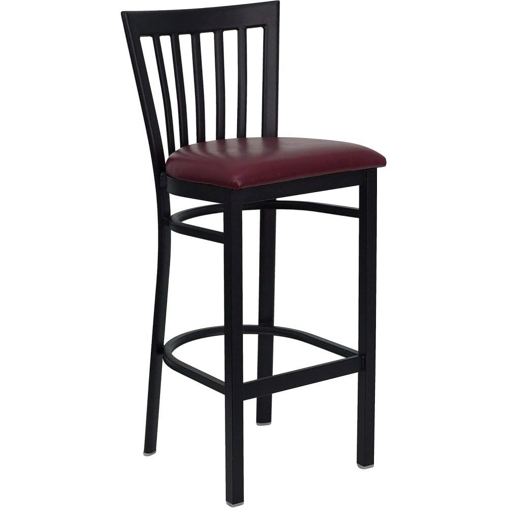 image:imageFlash Furniture HERCULES Series Black School House Back Metal Restaurant Barstool  Black Vinyl Seat Pack of 1BlackBurgundy
