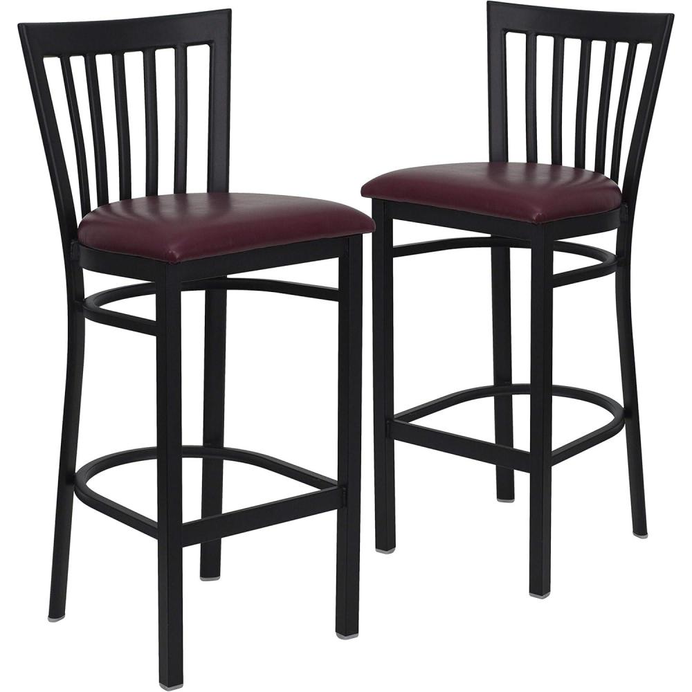 image:imageFlash Furniture HERCULES Series Black School House Back Metal Restaurant Barstool  Black Vinyl Seat Pack of 1Burgundy Vinyl SeatBlack Metal Frame