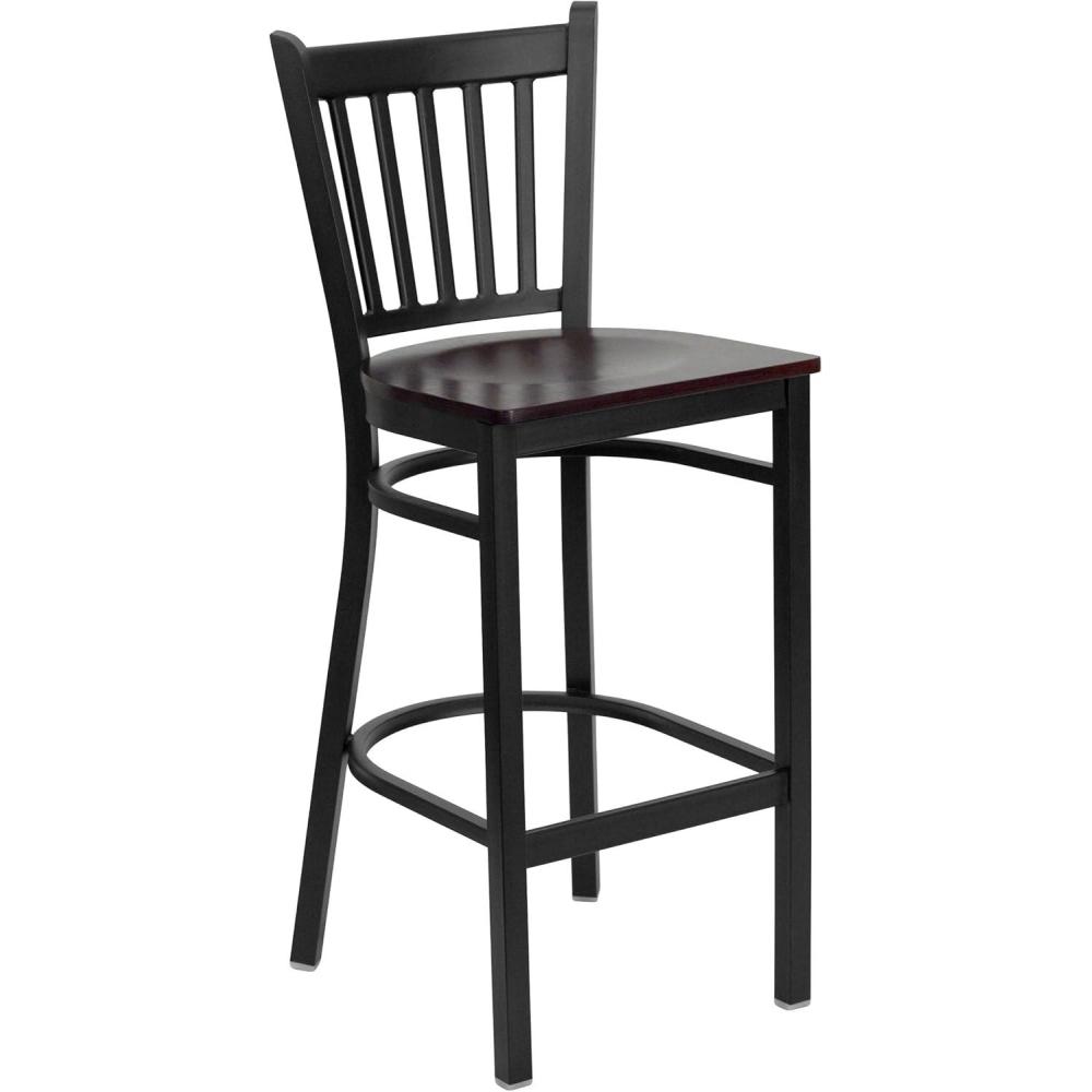 image:imageFlash Furniture HERCULES Series Black Vertical Back Metal Restaurant Barstool Burgundy Vinyl Seatblack