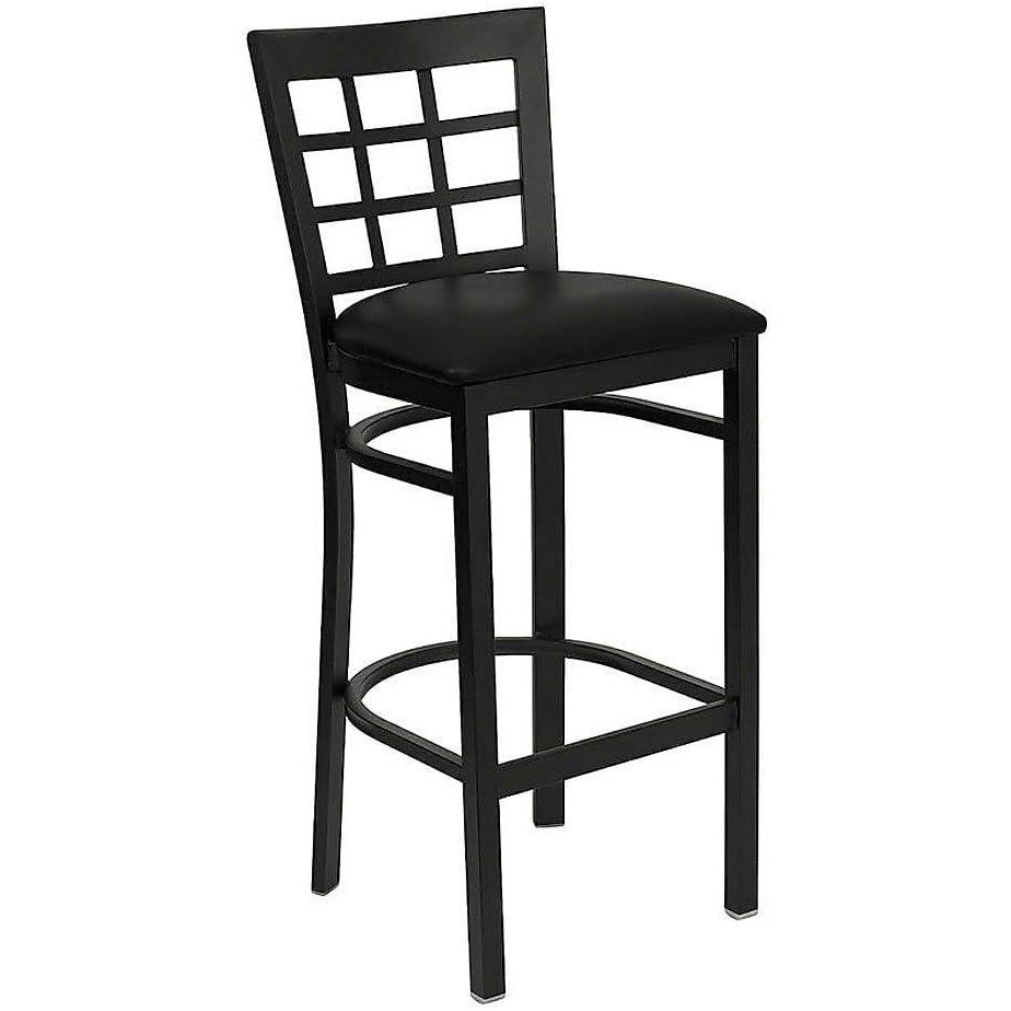 image:imageFlash Furniture HERCULES Series Black Window Back Metal Restaurant Barstool Burgundy Vinyl SeatBlack Vinyl SeatBlack Metal Frame