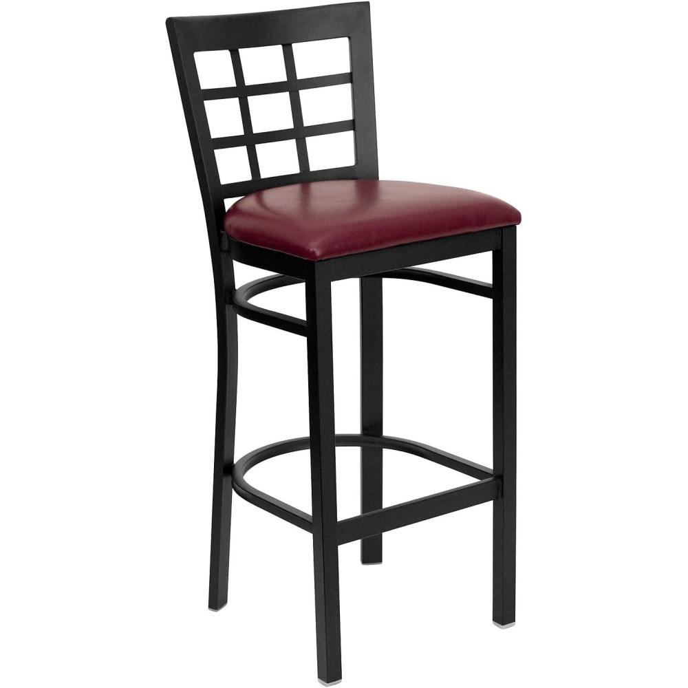 image:imageFlash Furniture HERCULES Series Black Window Back Metal Restaurant Barstool  Burgundy Vinyl SeatBurgundy Vinyl SeatBlack Metal Frame