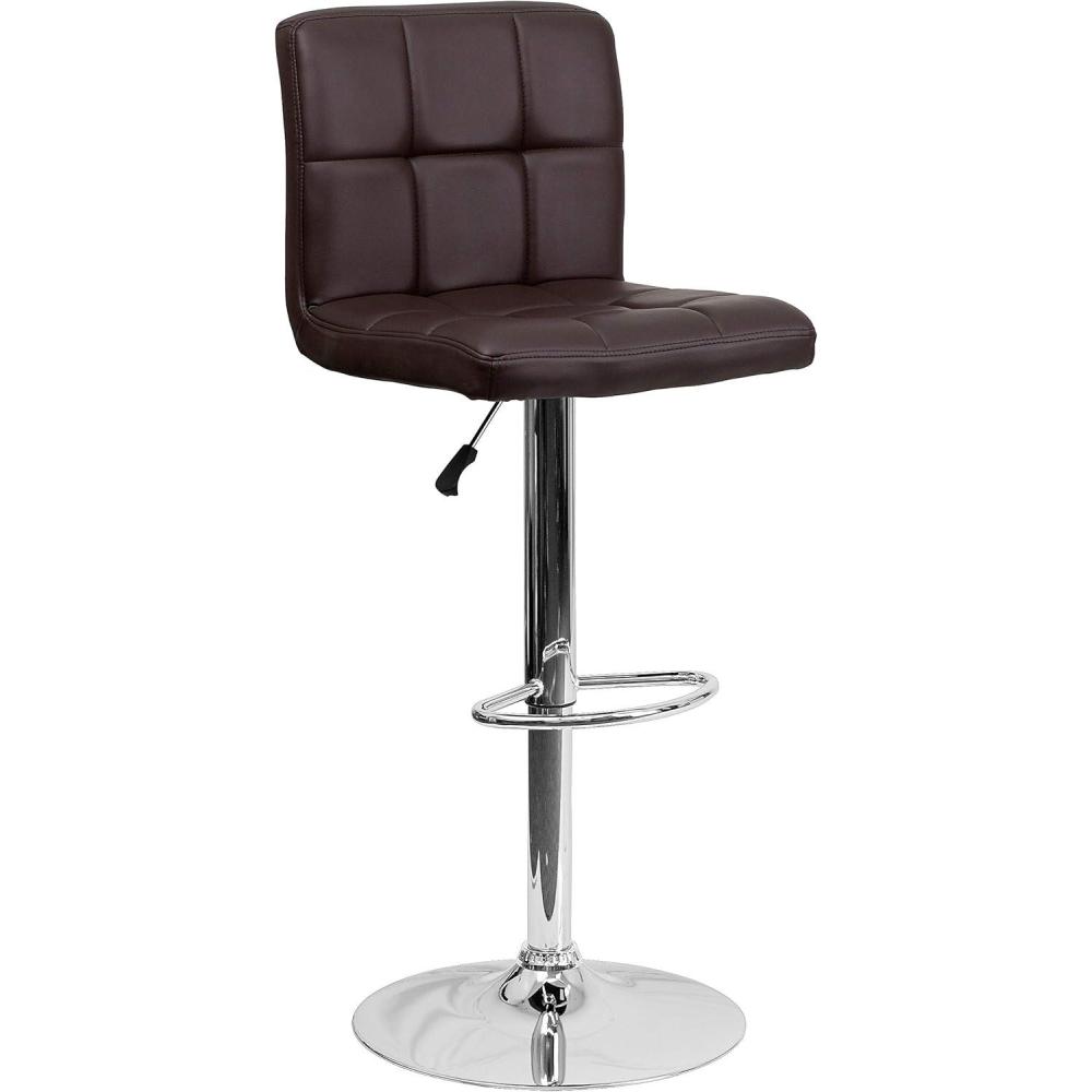 image:imageFlash Furniture Kathleen Contemporary White Quilted Vinyl Adjustable Height Barstool with Chrome Base Pack of 1Brown