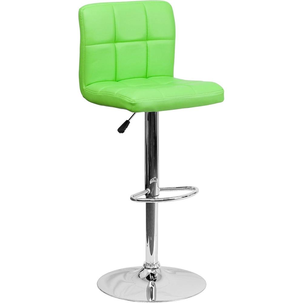 image:imageFlash Furniture Kathleen Contemporary White Quilted Vinyl Adjustable Height Barstool with Chrome Base Pack of 1Green