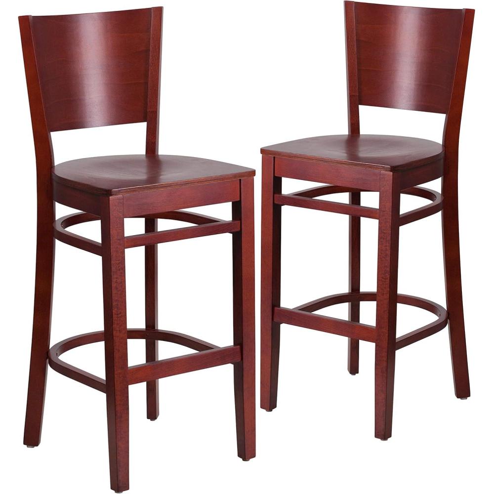 image:imageFlash Furniture Lacey Series Solid Back Mahogany Wood Restaurant Barstool Black Vinyl SeatMahogany Wood SeatMahogany Wood Frame