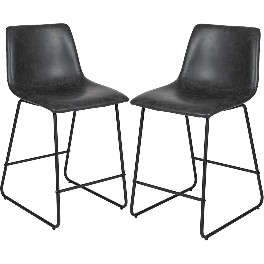 image:imageFlash Furniture LeatherSoft Counter Height Stools Gray 2Pieces 2ETER1834524GY
