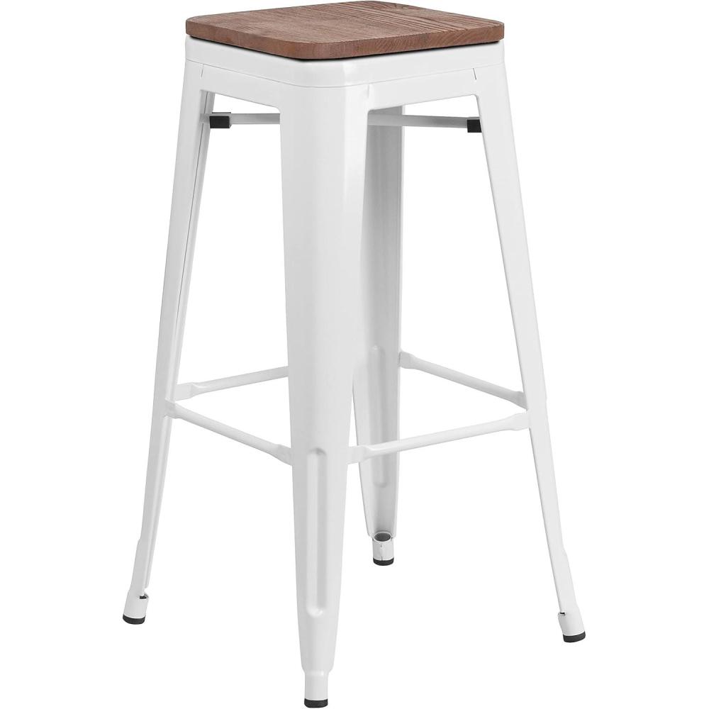 image:imageFlash Furniture Lily 30 High Backless Red Metal Barstool with Square Wood SeatWhite