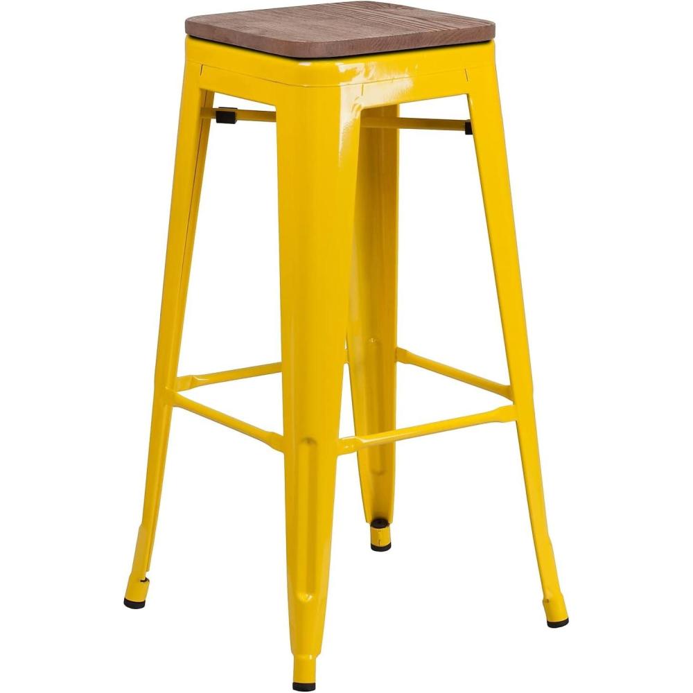 image:imageFlash Furniture Lily 30 High Backless Red Metal Barstool with Square Wood SeatYellow
