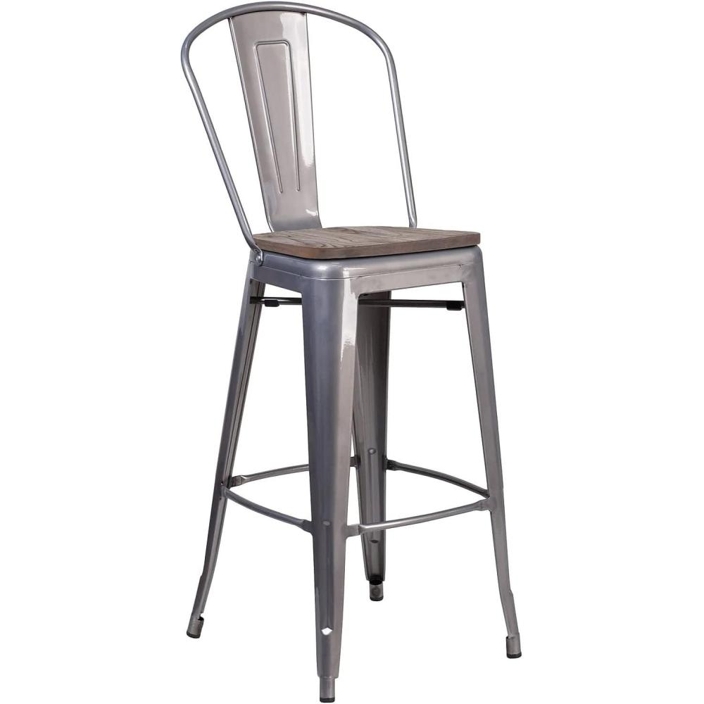 image:imageFlash Furniture Lily 30 High Red Metal Barstool with Back and Wood Seat Pack of 1White