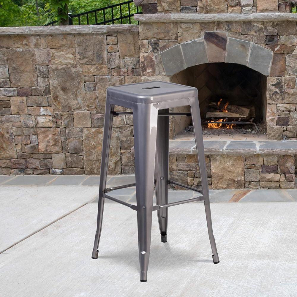 image:imageFlash Furniture Lincoln 30 High Backless Clear Coated Metal Indoor Barstool with Square SeatSet of 1