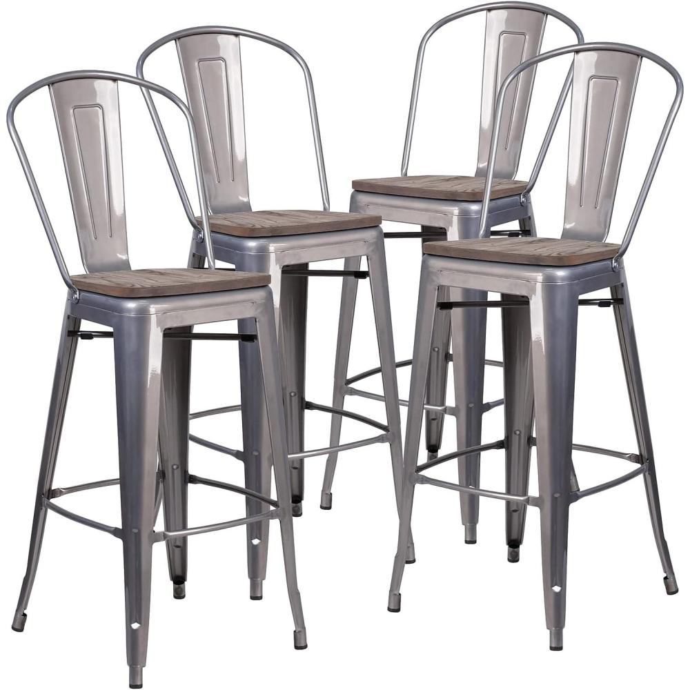 image:imageFlash Furniture Lincoln 30 High Clear Coated Barstool with Back and Wood Seat4