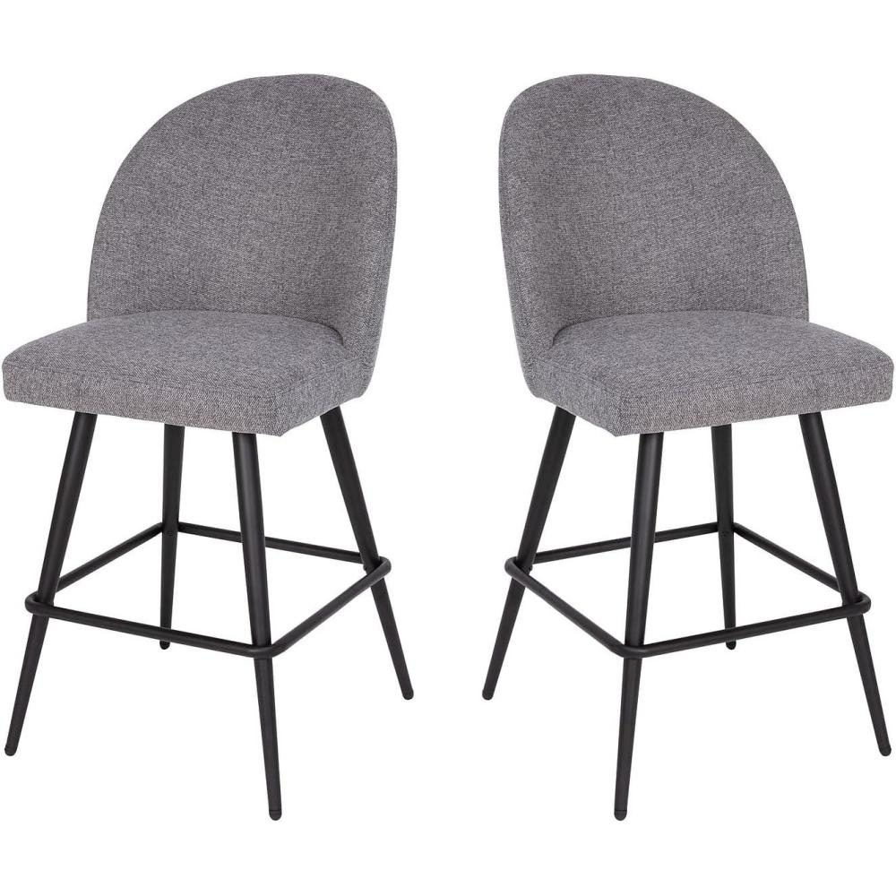 image:imageFlash Furniture Lyla Commercial Grade Modern Armless Counter StoolsGray Faux Linen Upholstery26 BarstoolContoured BackrestSteel Frame amp FootrestSet of 2